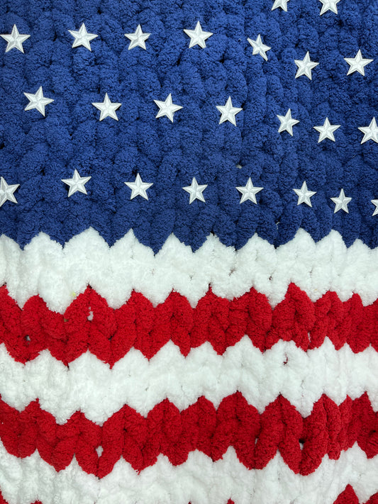 American Flag Chunky Knit Throw Blanket