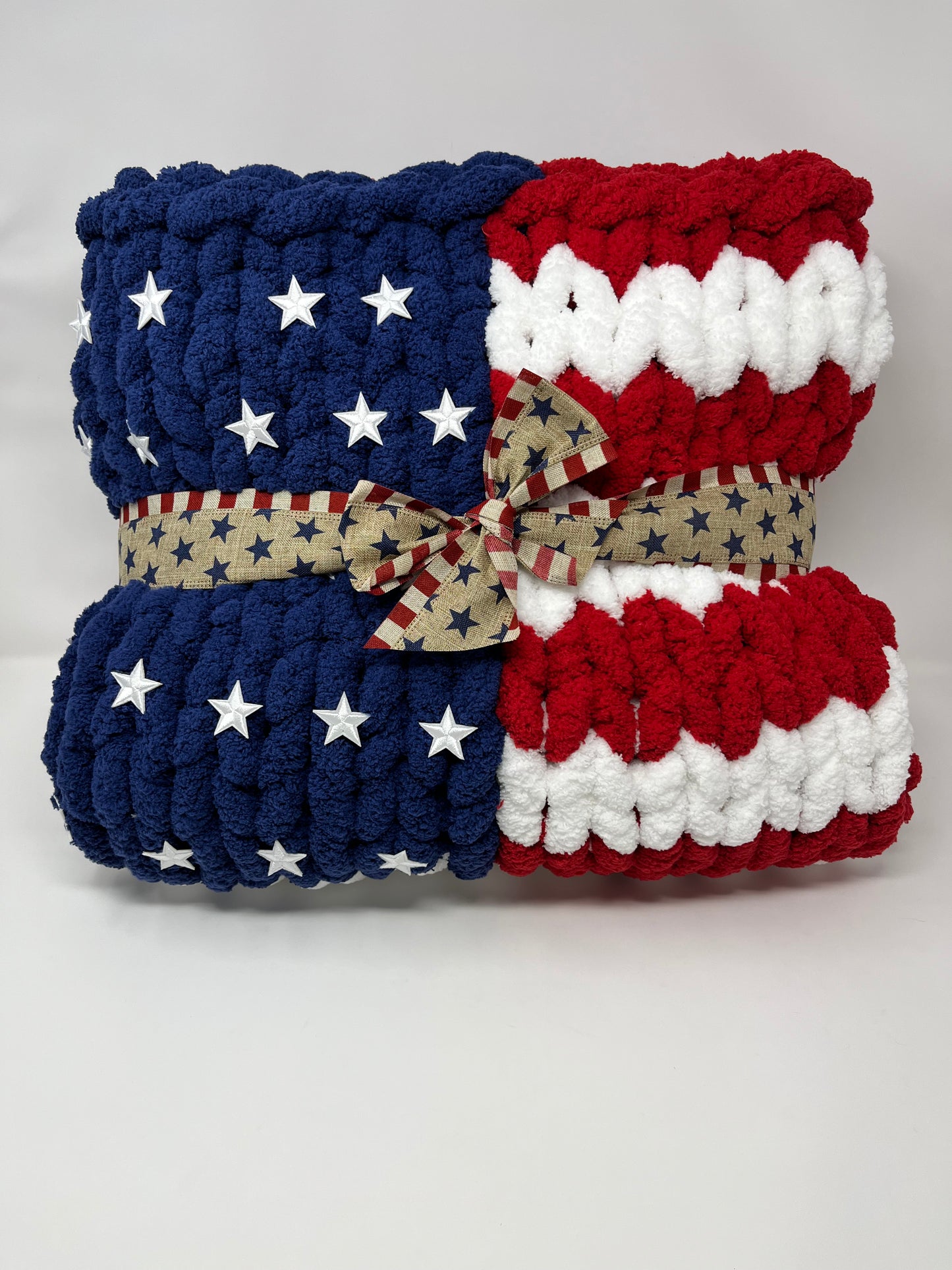 American Flag Chunky Knit Throw Blanket