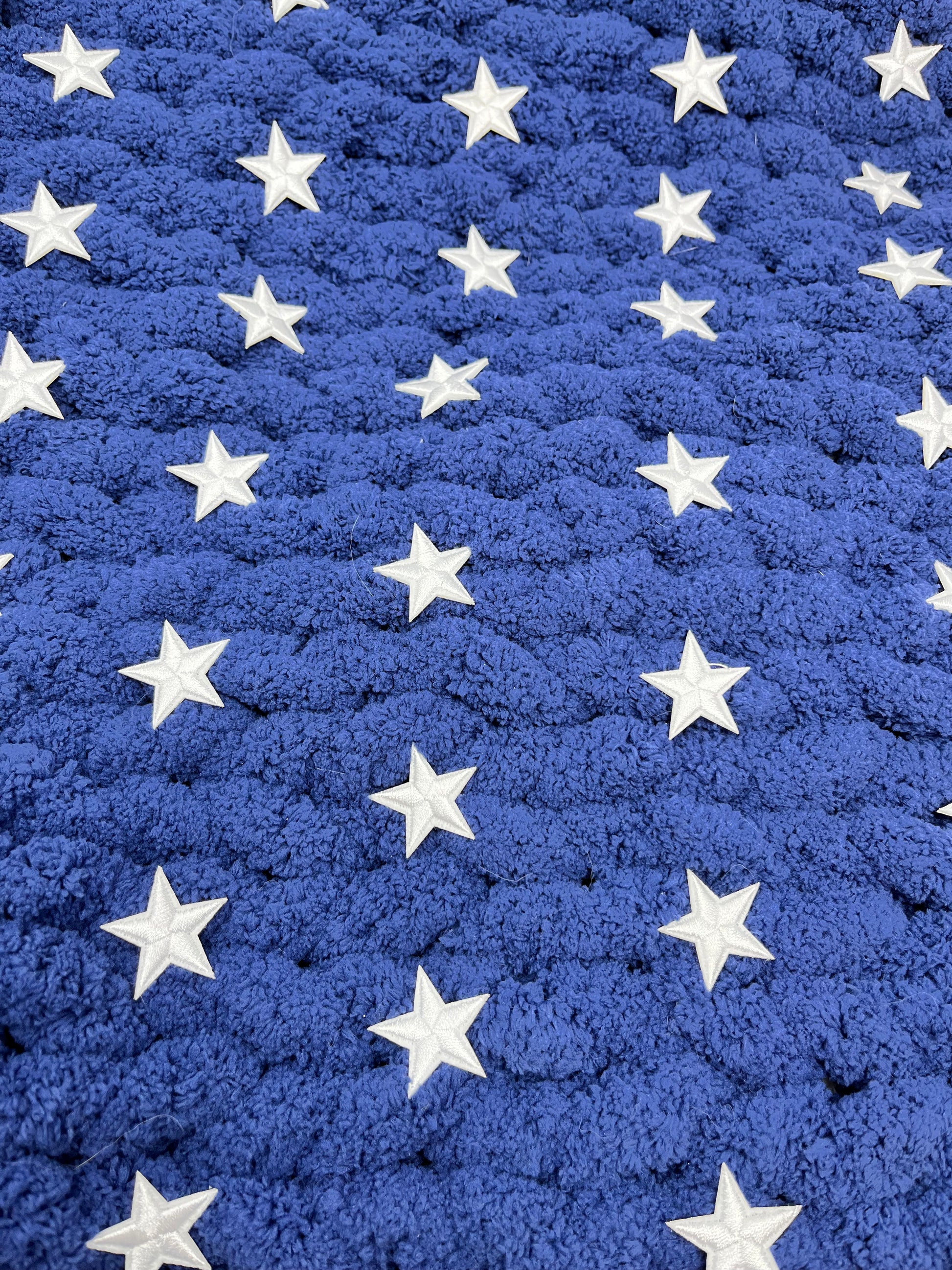 4th of July US Flag Warm Chunky Knit Blanket Yarn Handmade 62''X 32'' and  Thick